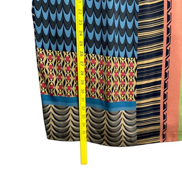 Classiques Entier Geometric Vibrant Print Knee-Length Sleeveless Silk Dress 0 - Picture 8 of 8